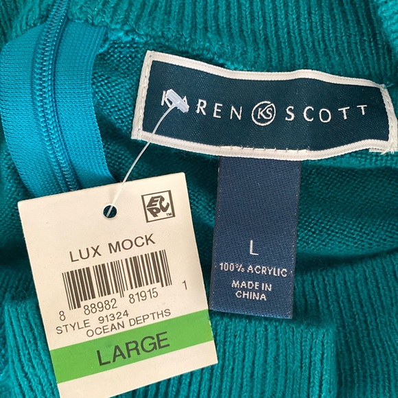 Karen Scott Women's Lux Mock Neck Teal Sweater Size Small NWT L - Picture 3 of 3